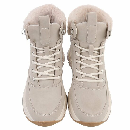 Beige hoge suede winter sneaker Imke