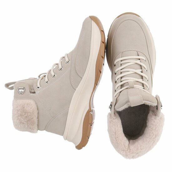 Beige hoge suede winter sneaker Imke