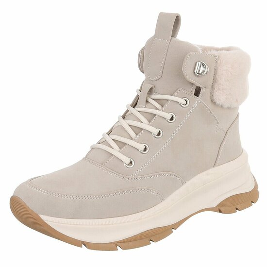 Beige hoge suede winter sneaker Imke