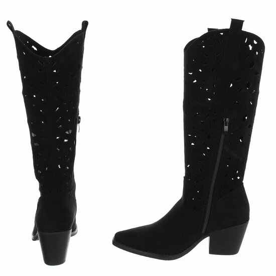 Halfhoge zwarte daimen laars Cynthia