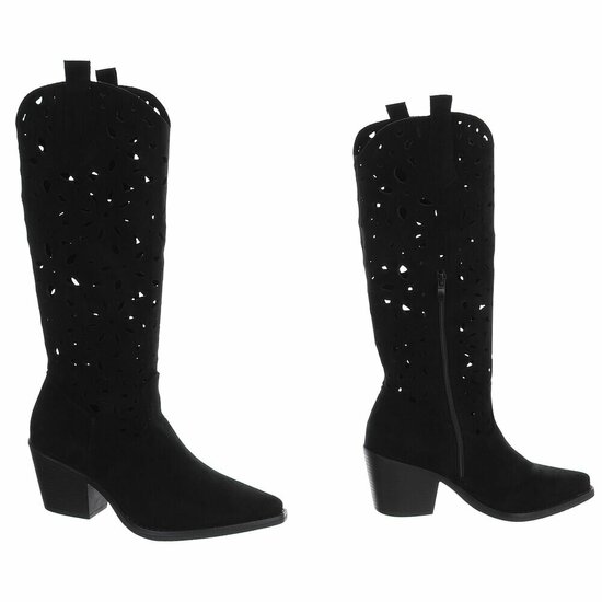 Halfhoge zwarte daimen laars Cynthia