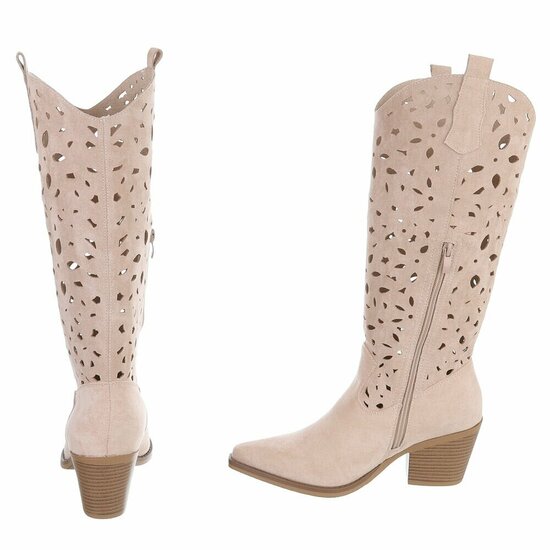 Halfhoge beige daimen laars Cynthia