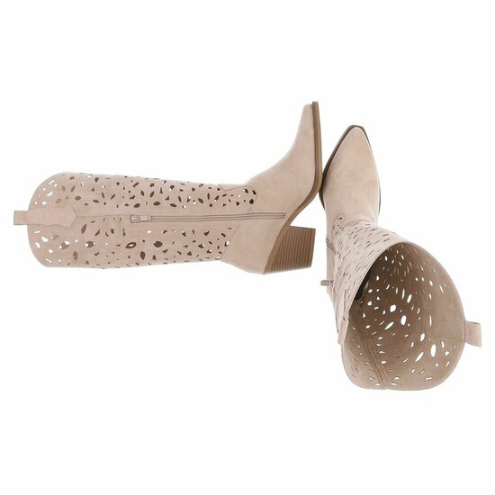 Halfhoge beige daimen laars Cynthia