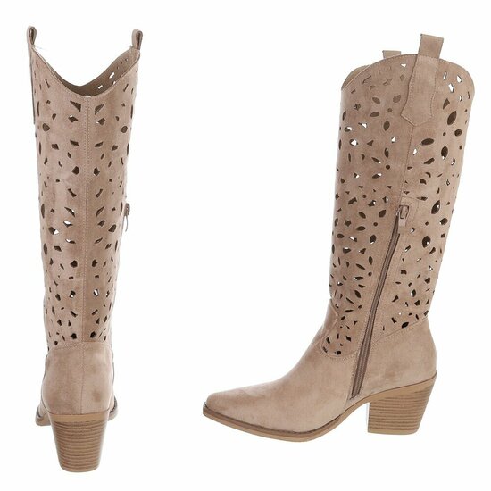 Halfhoge kaki bruine daimen laars Cynthia