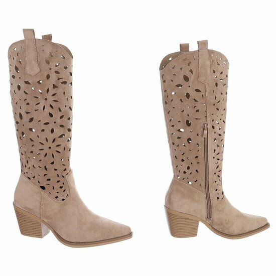 Halfhoge kaki bruine daimen laars Cynthia