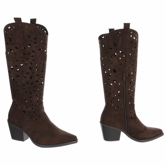 Halfhoge donker bruine daimen laars Cynthia