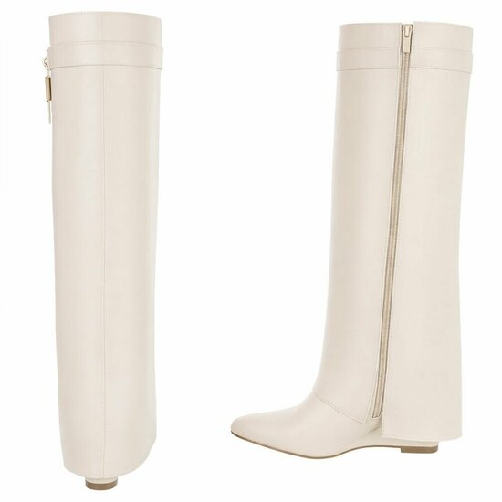 Hoge beige wedge laars met omslag Chalissa