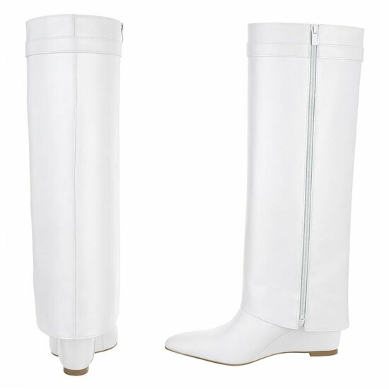 Hoge witte wedge laars met omslag Chalissa