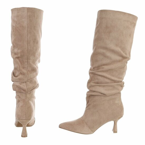 Kaki bruine hoge suede laars Claar