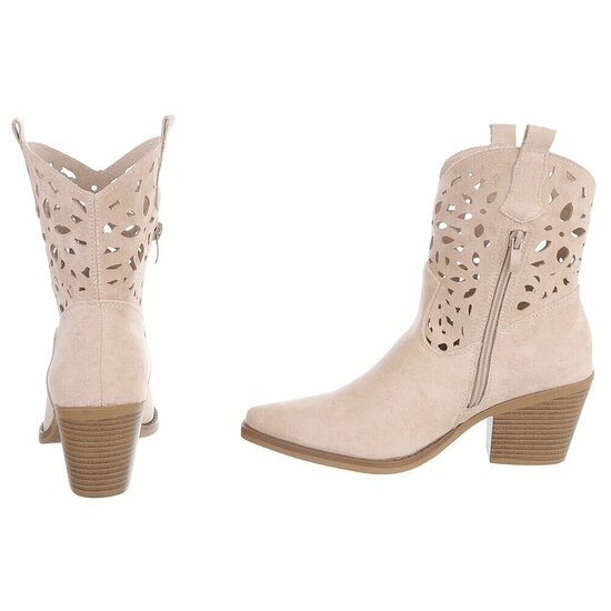 Beige western-biker enkellaarsje Cherony