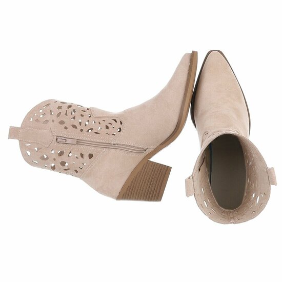 Beige western-biker enkellaarsje Cherony