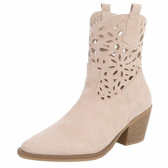 Beige western-biker enkellaarsje Cherony