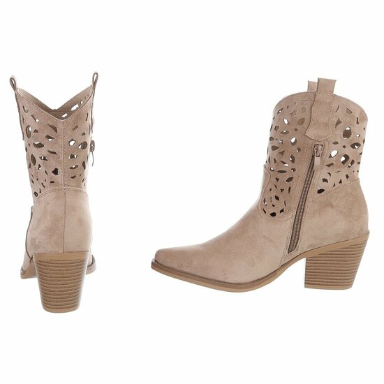 Kaki bruin western-biker enkellaarsje Cherony