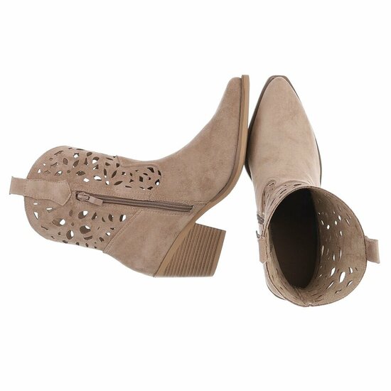 Kaki bruin western-biker enkellaarsje Cherony