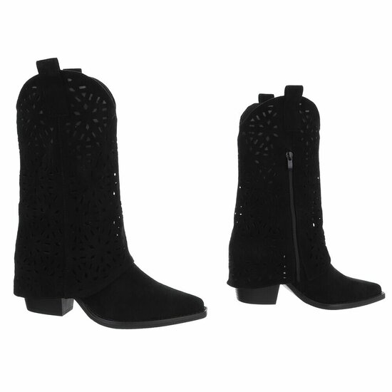 Zwarte suede laars met omslag Cherona