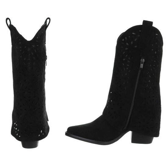 Zwarte suede laars met omslag Cherona