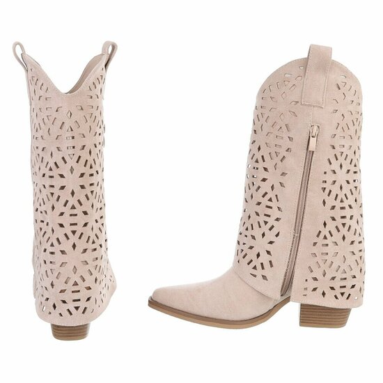 Beige suede laars met omslag Cherona