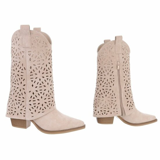 Beige suede laars met omslag Cherona