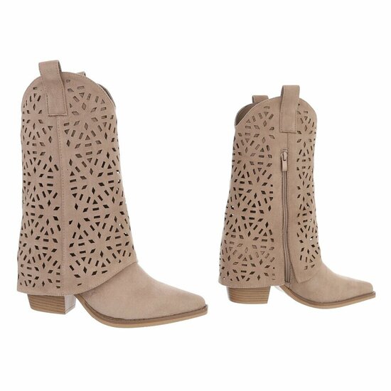 Kaki bruine suede laars met omslag Cherona