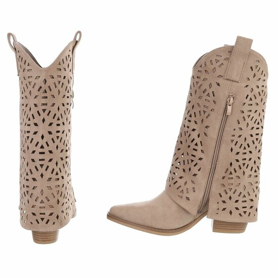 Kaki bruine suede laars met omslag Cherona