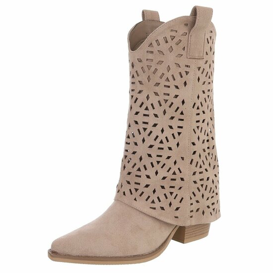 Kaki bruine suede laars met omslag Cherona