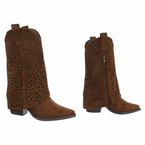 Licht bruine suede laars met omslag Cherona