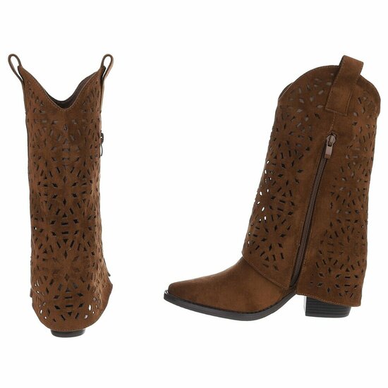 Licht bruine suede laars met omslag Cherona