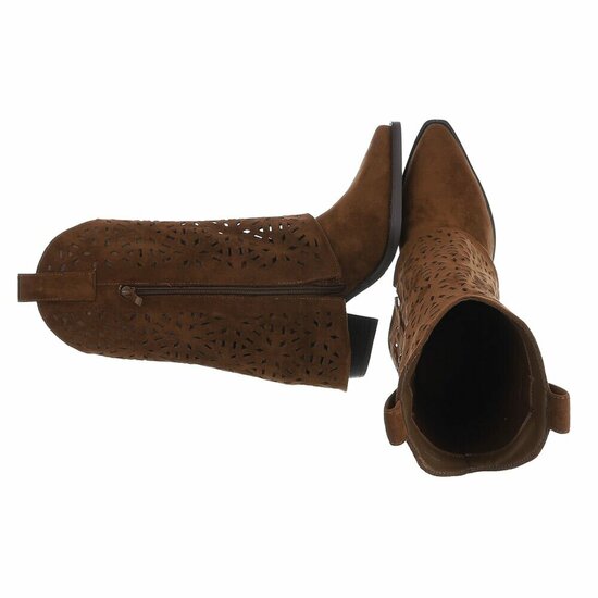 Licht bruine suede laars met omslag Cherona