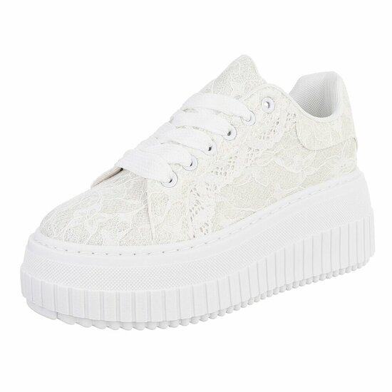Witte lage sneaker Ceska  