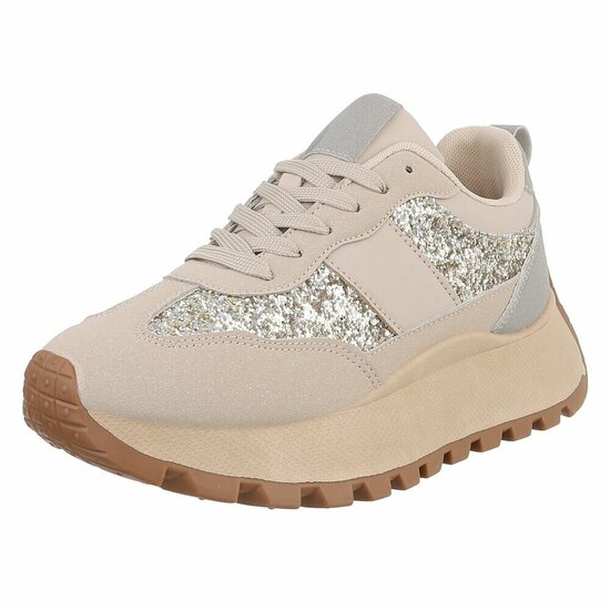 Kaki bruine lage sneaker Cesira