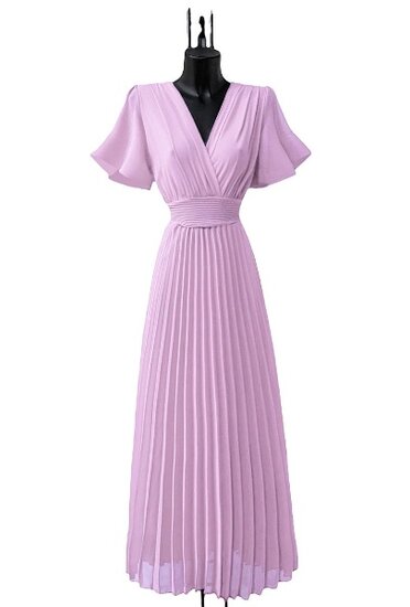 Stijlvolle lila maxi plisse jurk 