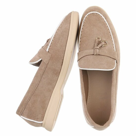 Kaki bruine lage daimen schoen Dulcia