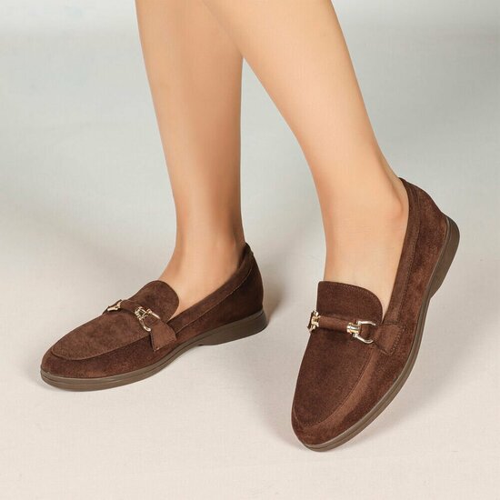 Bruine suede mocassin Elizon