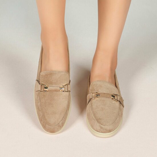 Kaki bruine suede mocassin Elizon