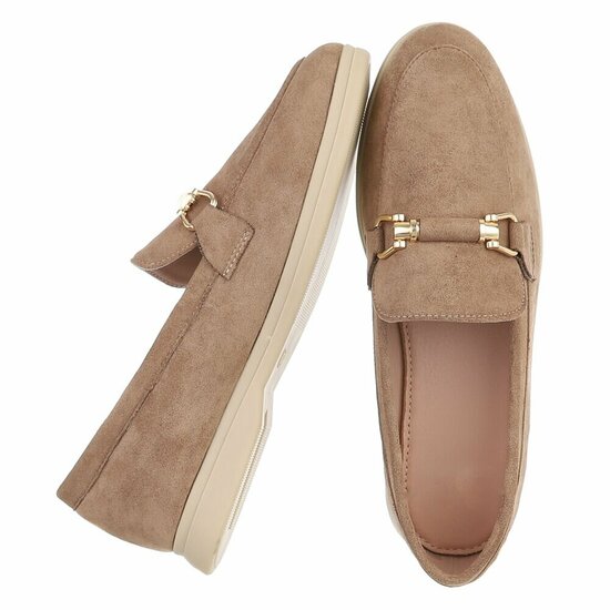 Kaki bruine suede mocassin Elizon