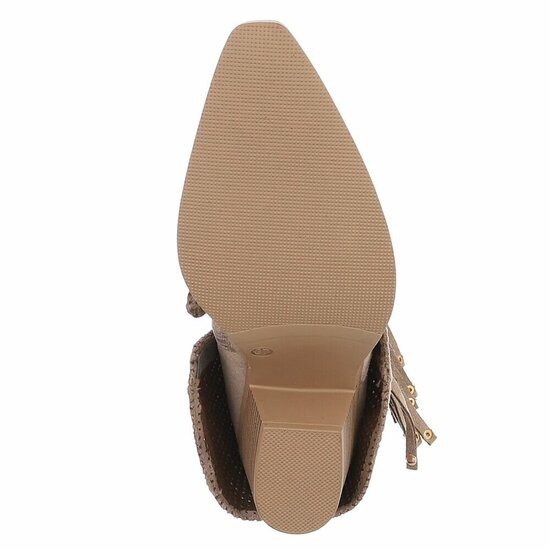 Half hoge beige suede western-biker laars Solana