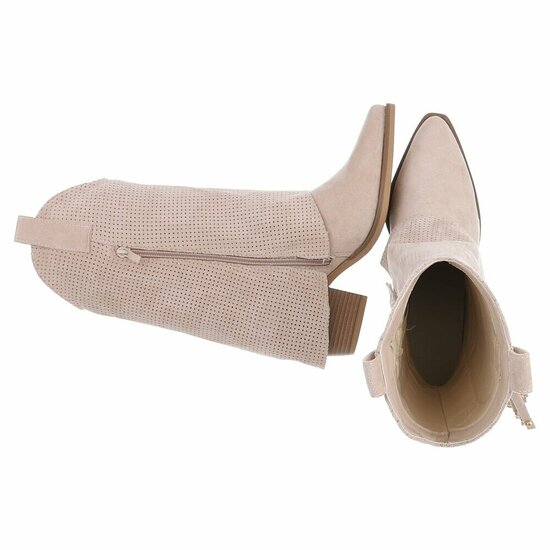 Half hoge beige suede western-biker laars Solana
