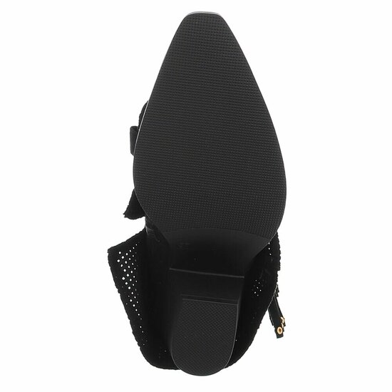 Half hoge zwarte suede western-biker laars Solana