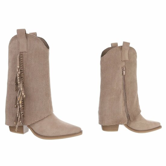 Half hoge kaki bruine suede western-biker laars Solana
