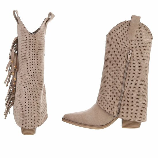 Half hoge kaki bruine suede western-biker laars Solana