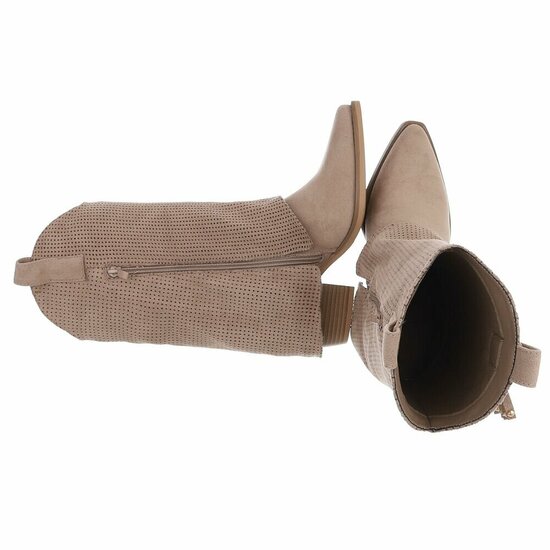 Half hoge kaki bruine suede western-biker laars Solana