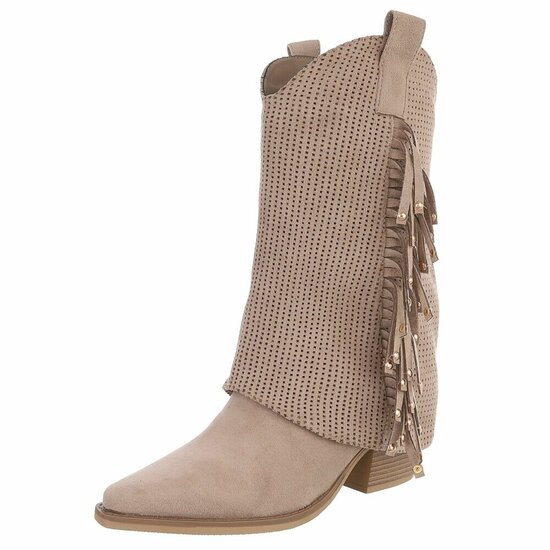 Half hoge kaki bruine suede western-biker laars Solana