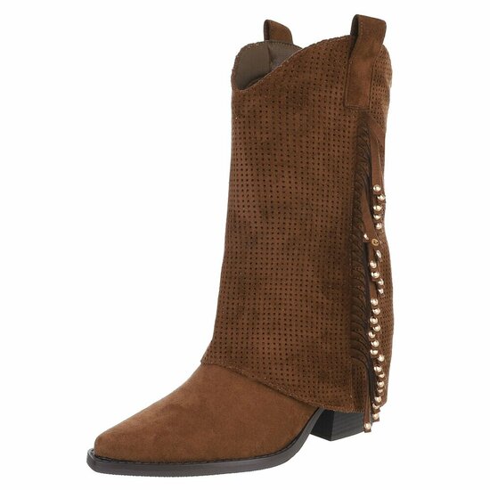 Half hoge licht bruine suede western-biker laars Solana