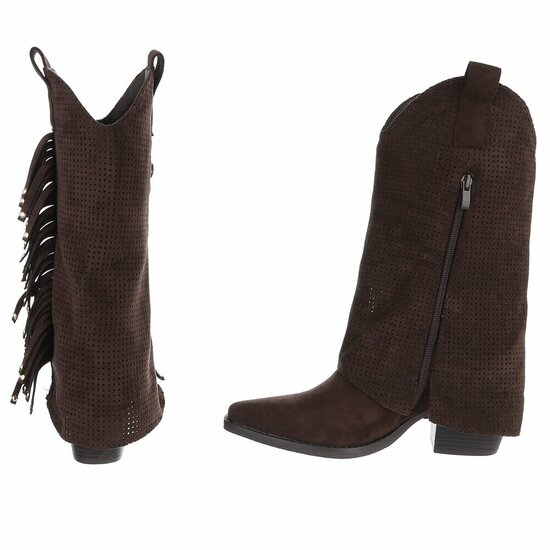 Half hoge bruine suede western-biker laars Solana