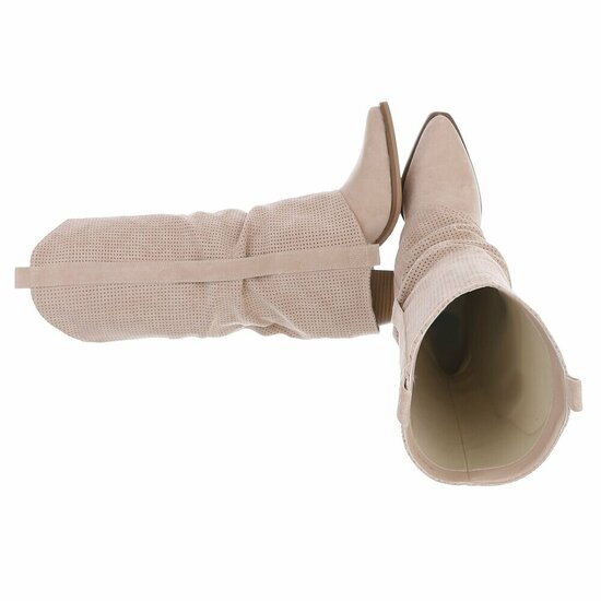 Hoge beige suede western-biker laars Celina