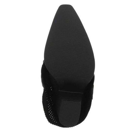 Hoge zwarte suede western-biker laars Celina