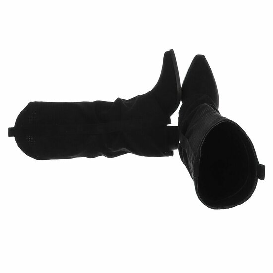 Hoge zwarte suede western-biker laars Celina