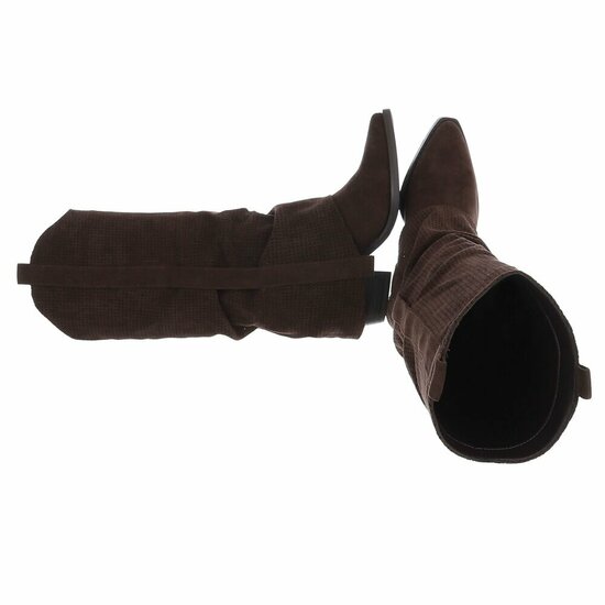 Hoge donker bruine suede western-biker laars Celina
