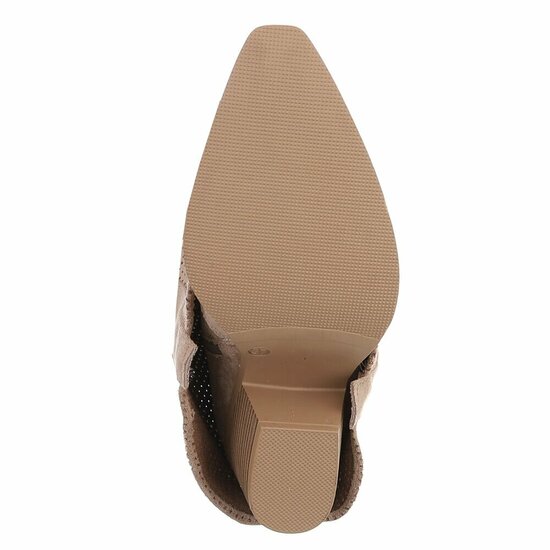 Hoge kaki bruine suede western-biker laars Celina