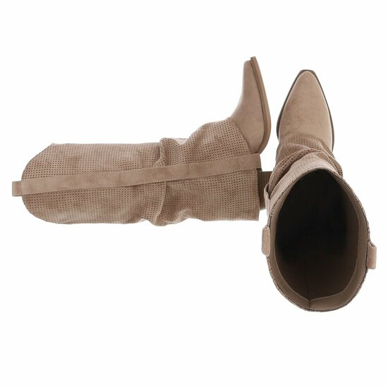 Hoge kaki bruine suede western-biker laars Celina